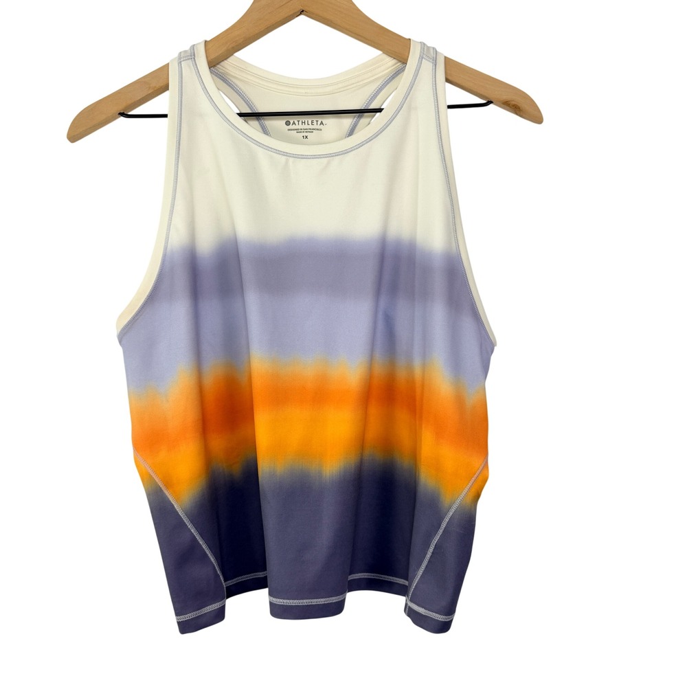 Athleta Shanti Printed Crop Tank 1X Sunset Tie Dye Racerback Yoga Top‎ NWT